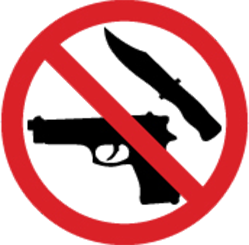 Não será permitido entrar com armas de fogo, o mesmo vale para objetos cortantes ou perfurantes COMO facas ou similares